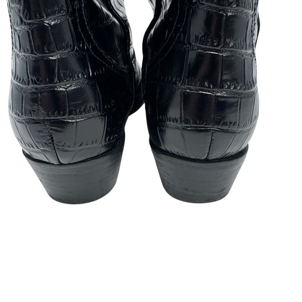 Marc Fisher Haze Boots Black Croc Embossed Heeled Size 8 - Picture 11 of 14